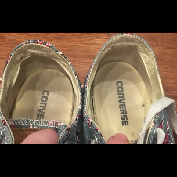 Converse all star grey blue denim floral roses print youth size 3 - Picture 5 of 5